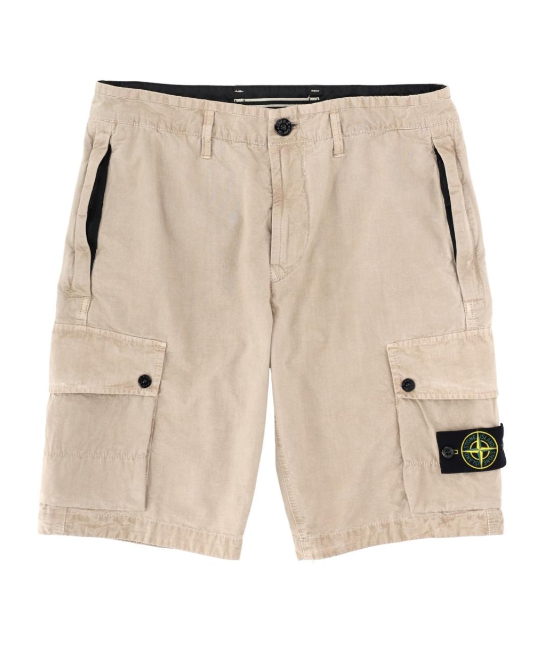 STONE ISLAND Бежевые хлопковые шорты, фото 1