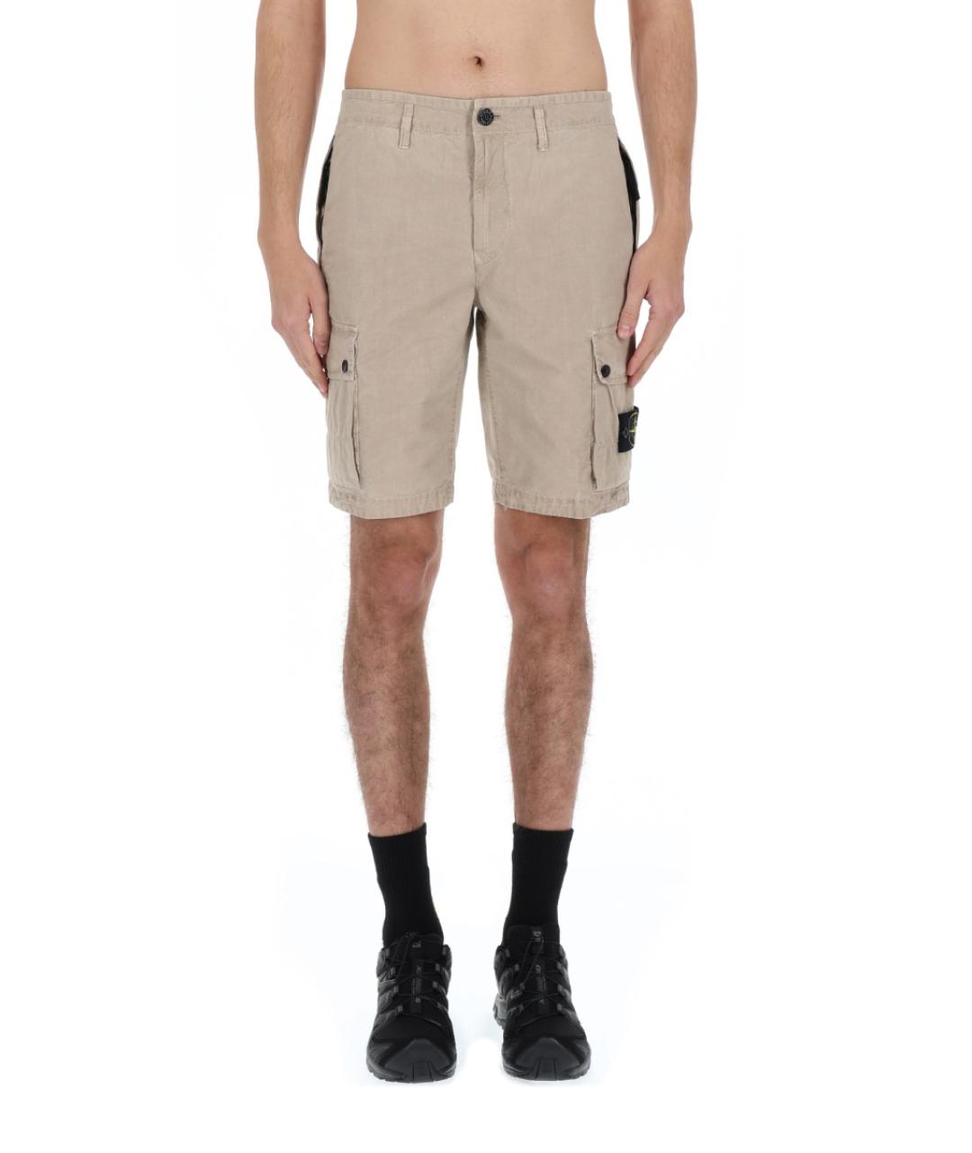 STONE ISLAND Бежевые хлопковые шорты, фото 4