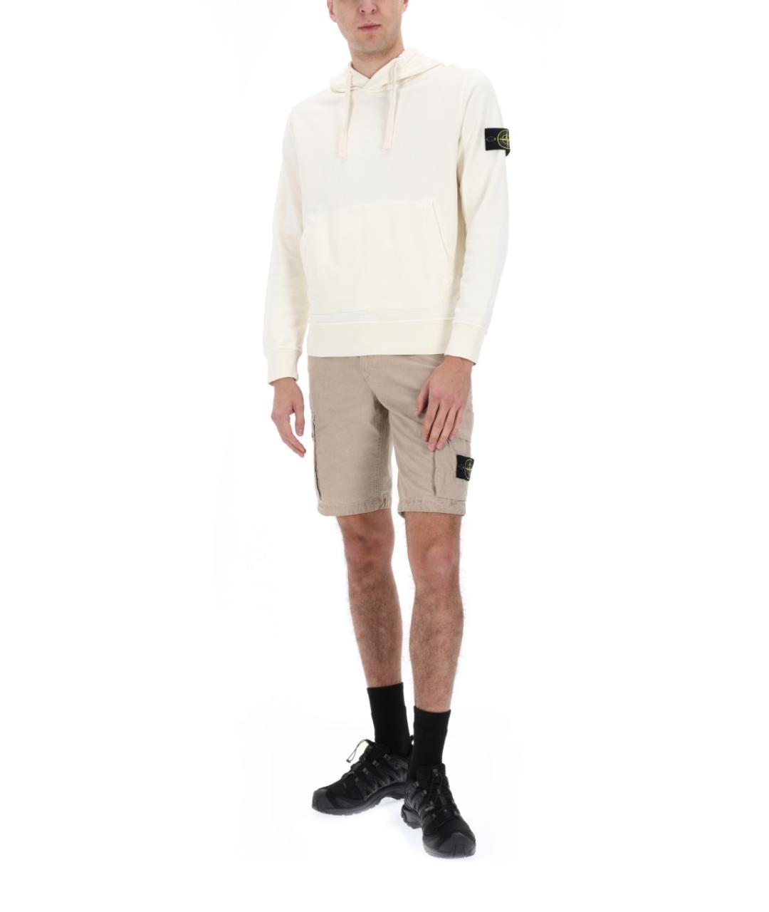 STONE ISLAND Бежевые хлопковые шорты, фото 2