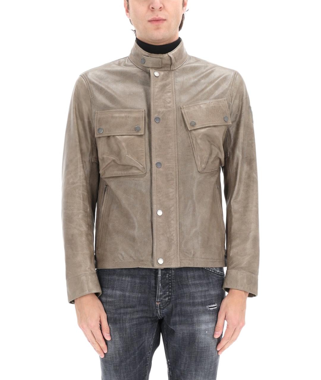 BELSTAFF Бежевая кожаная куртка, фото 3
