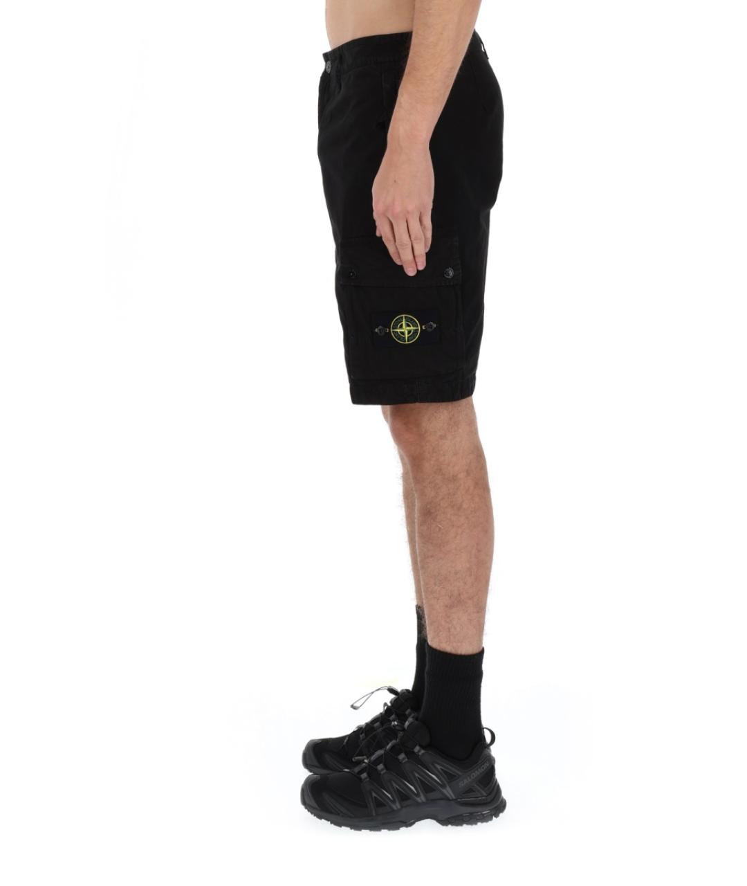 STONE ISLAND Черные хлопковые шорты, фото 5