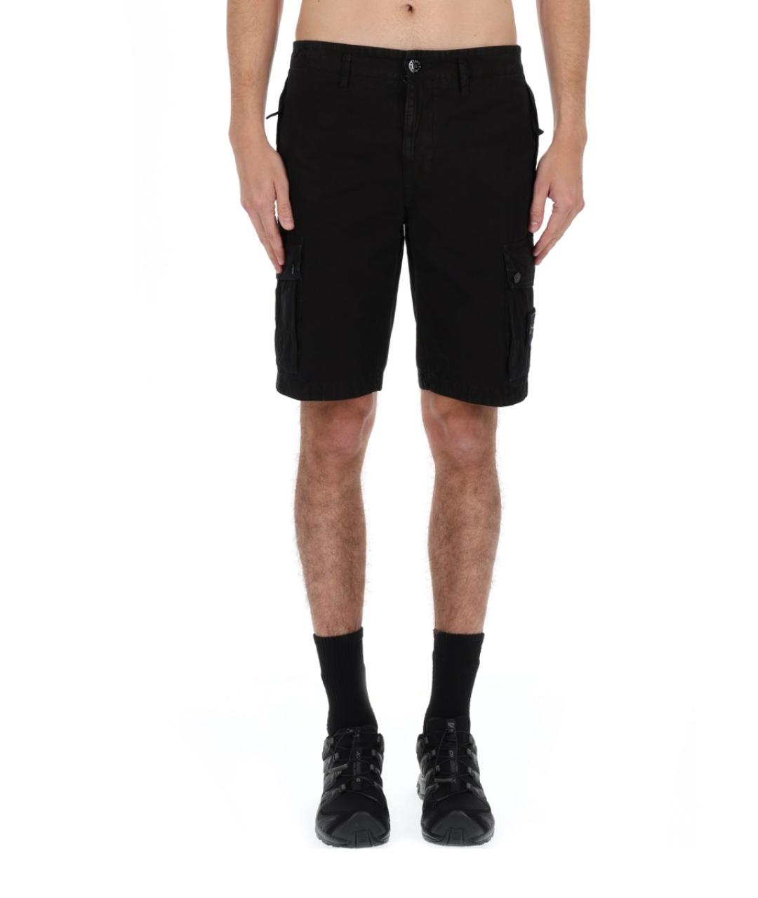 STONE ISLAND Черные хлопковые шорты, фото 4