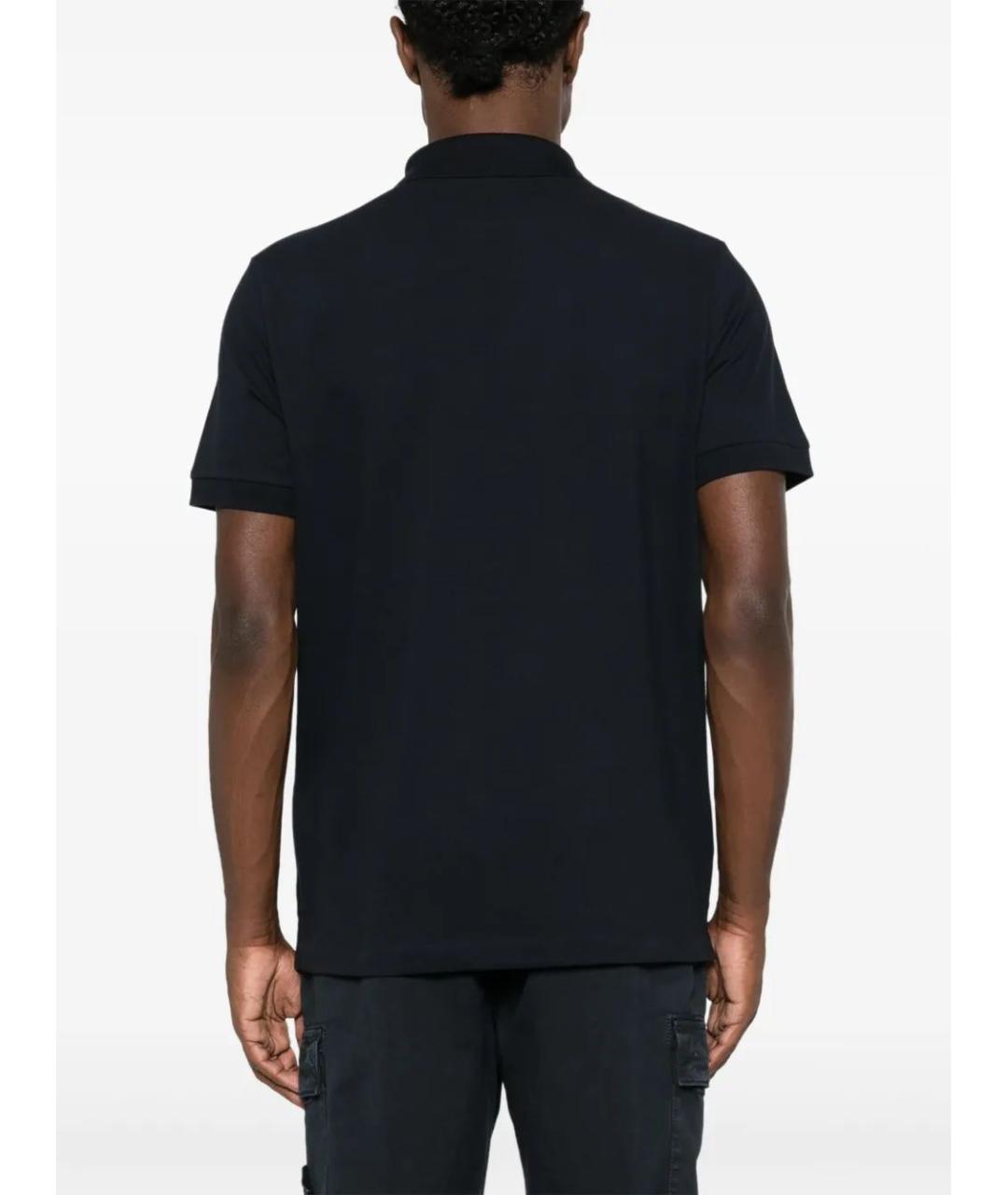 STONE ISLAND Черное хлопковое поло с коротким рукавом, фото 4