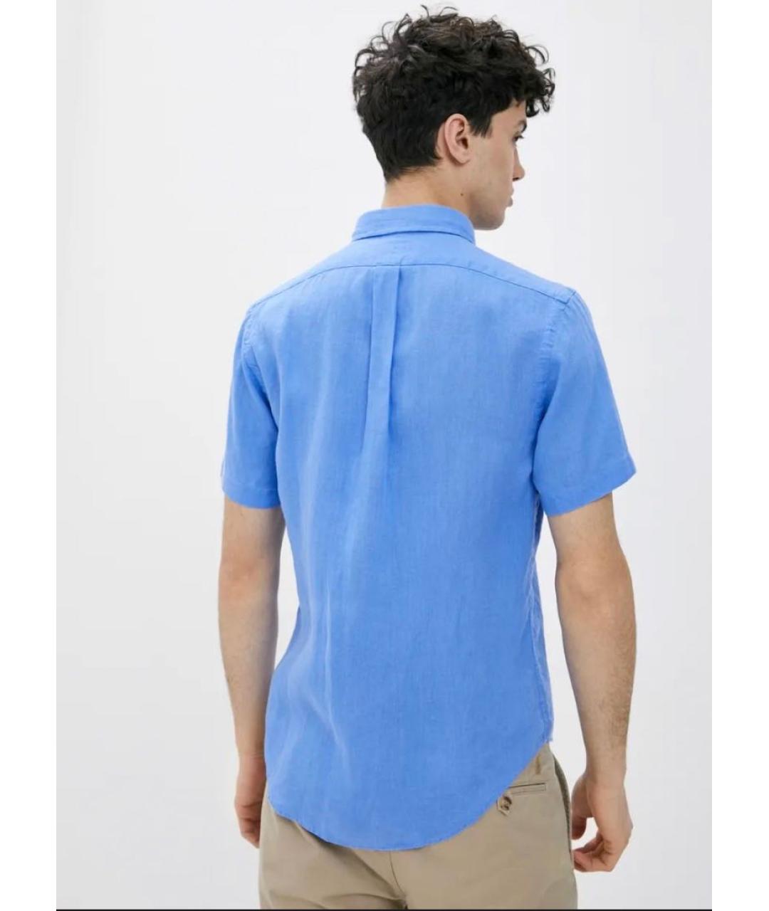 POLO RALPH LAUREN Голубая льняная кэжуал рубашка, фото 3