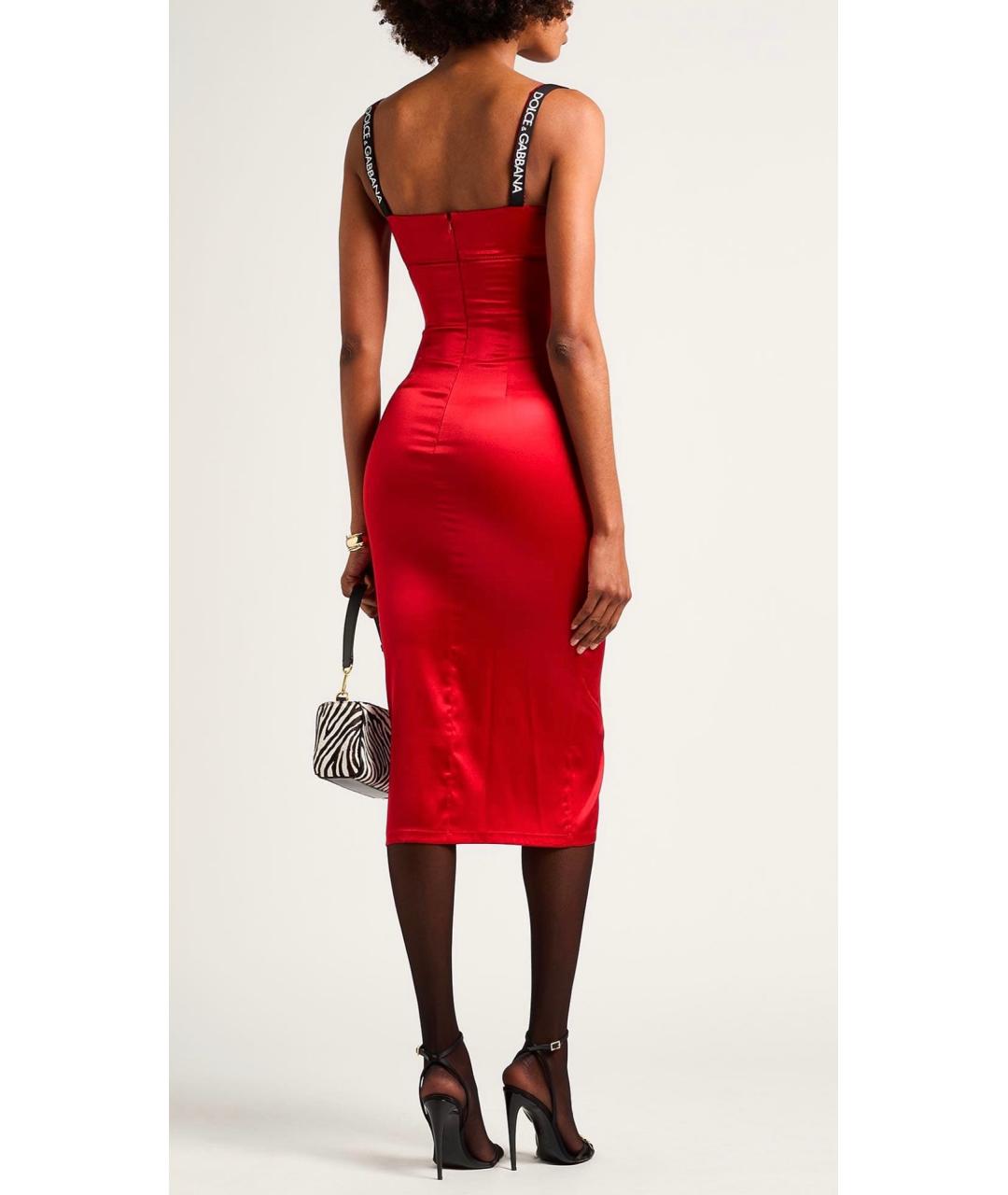 DOLCE&GABBANA Красное шелковое коктейльное платье, фото 3
