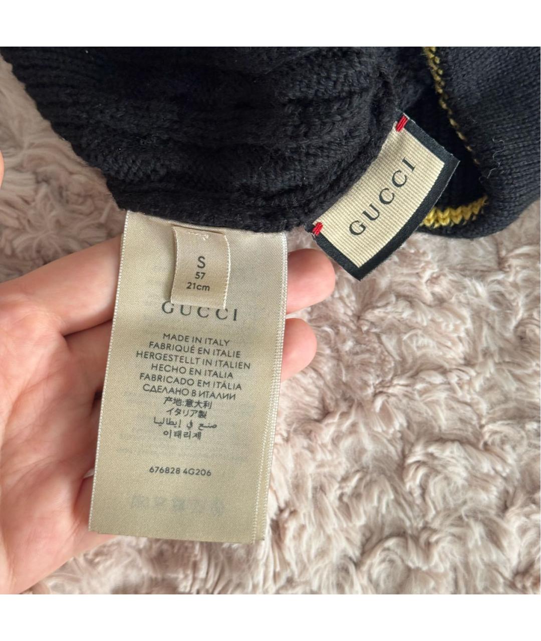 GUCCI Черная шерстяная шапка, фото 3