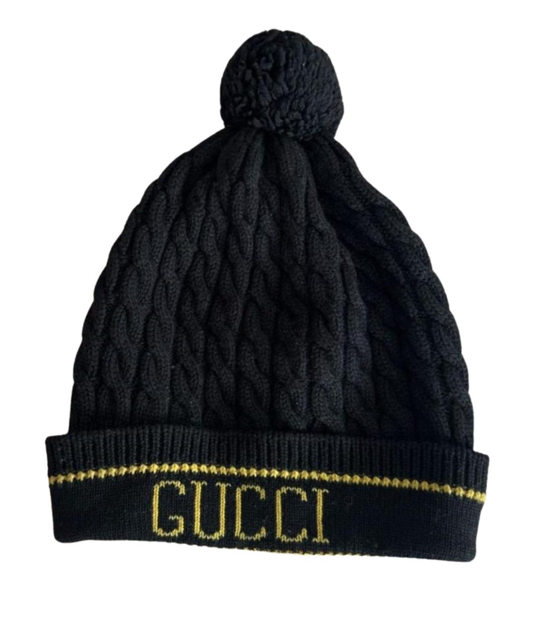 GUCCI Черная шерстяная шапка, фото 1