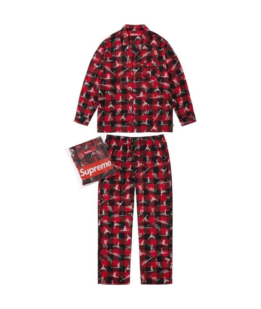 SUPREME Красная хлопковая пижама, фото 3