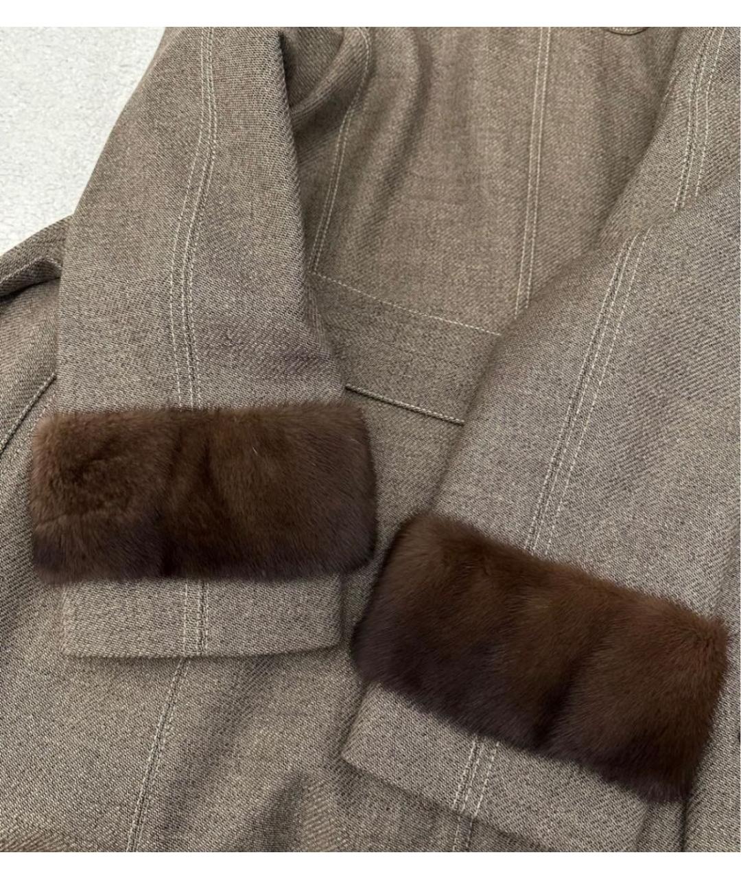 FENDI Коричневое шерстяное пальто, фото 4