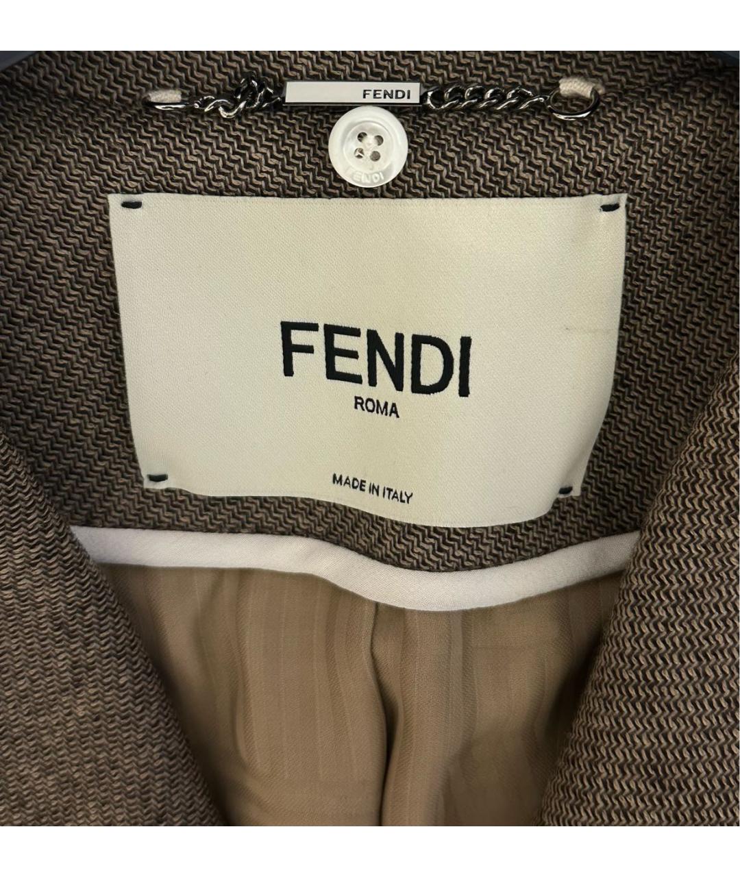 FENDI Коричневое шерстяное пальто, фото 3