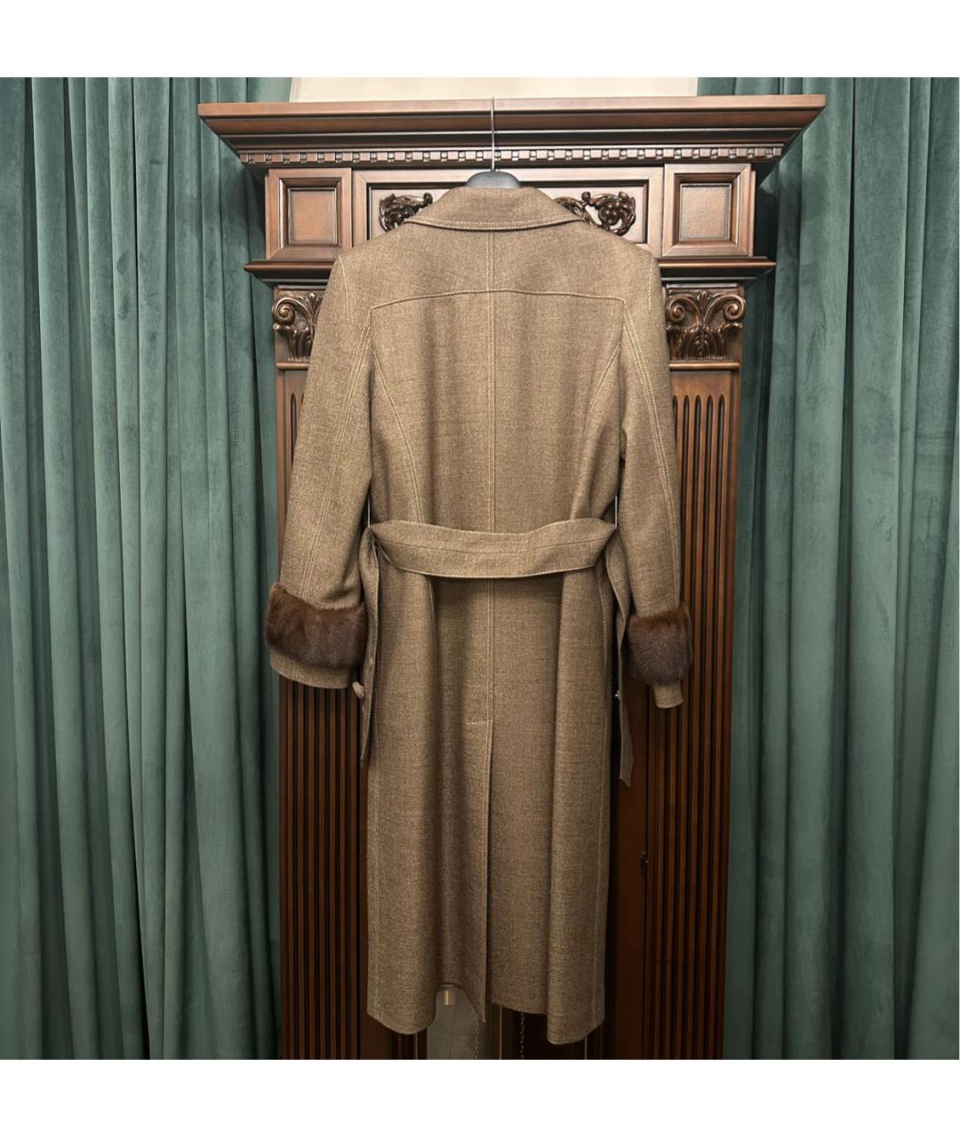 FENDI Коричневое шерстяное пальто, фото 2