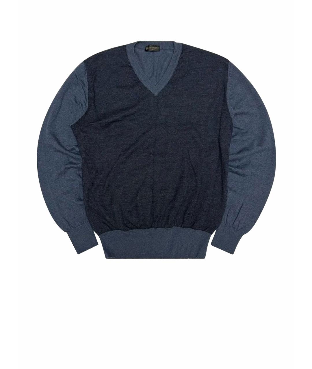 CORNELIANI Темно-синий шерстяной джемпер / свитер, фото 1
