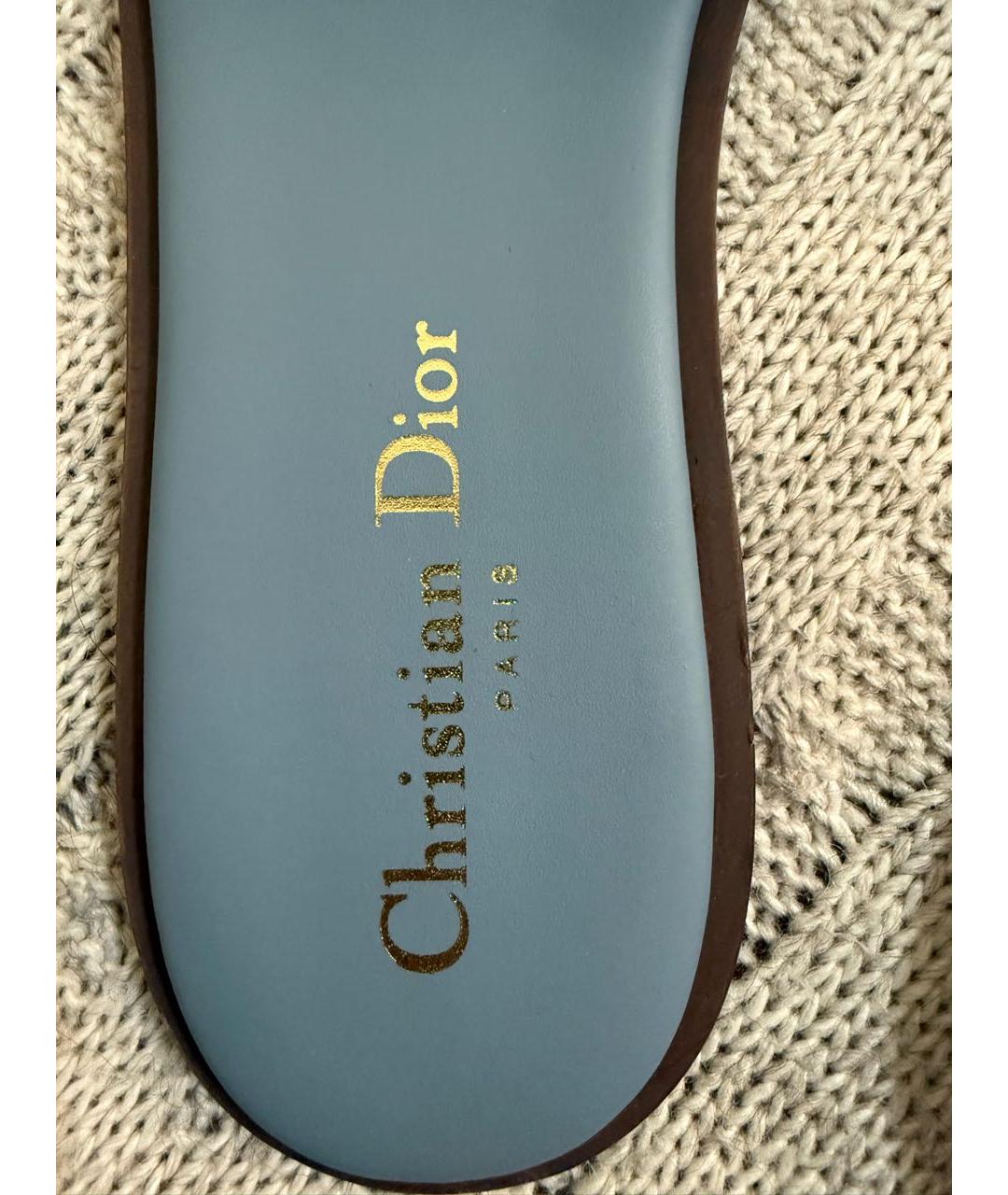 CHRISTIAN DIOR Голубые кожаные сабо, фото 8