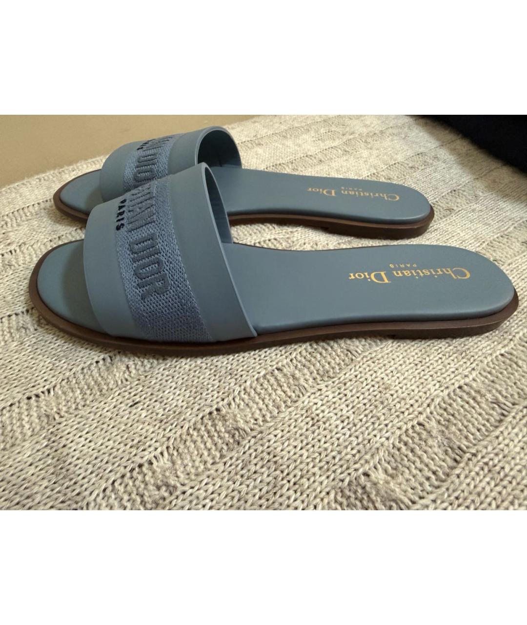 CHRISTIAN DIOR Голубые кожаные сабо, фото 9