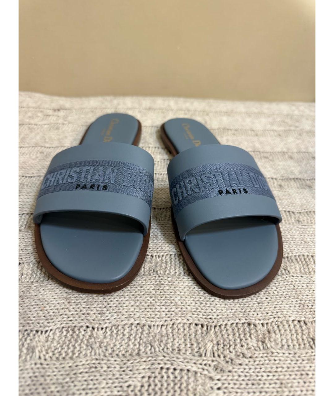 CHRISTIAN DIOR Голубые кожаные сабо, фото 2