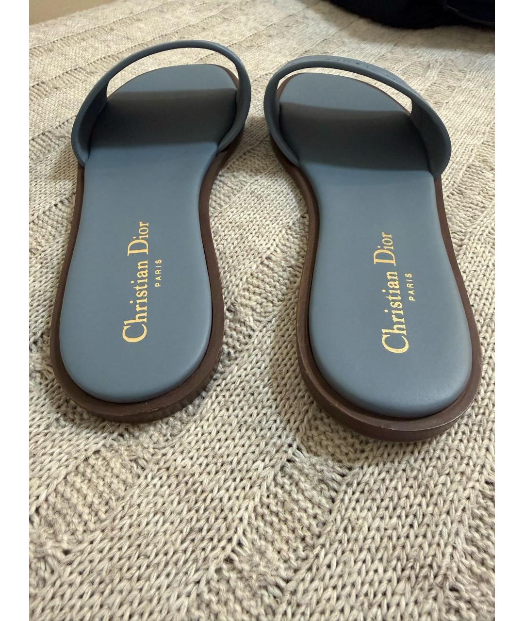 CHRISTIAN DIOR Голубые кожаные сабо, фото 4