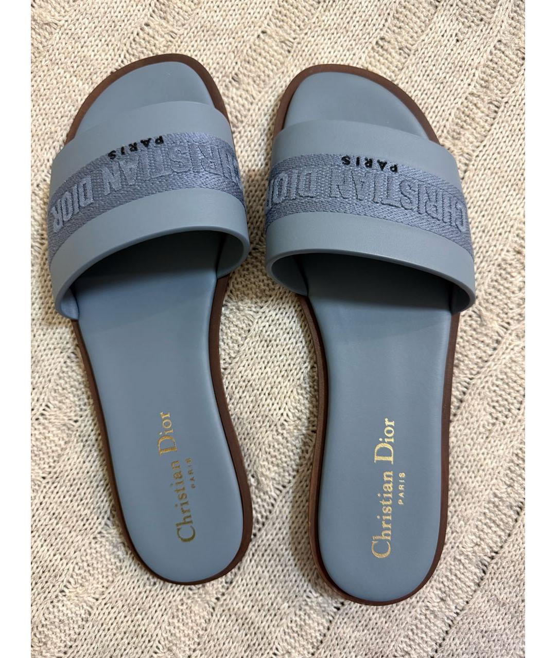 CHRISTIAN DIOR Голубые кожаные сабо, фото 3