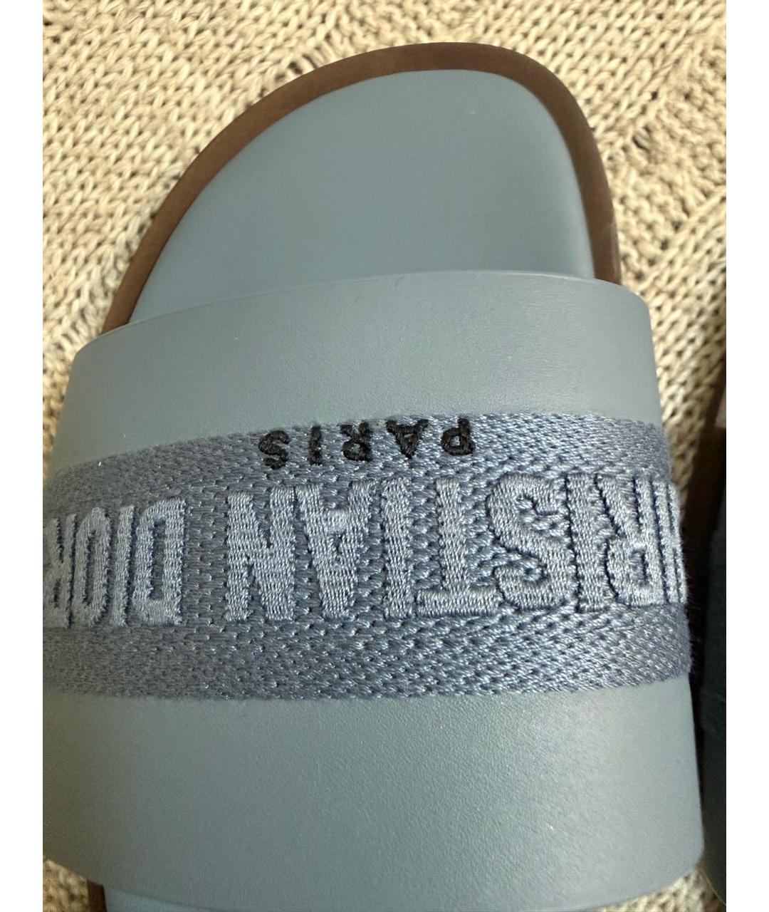 CHRISTIAN DIOR Голубые кожаные сабо, фото 7