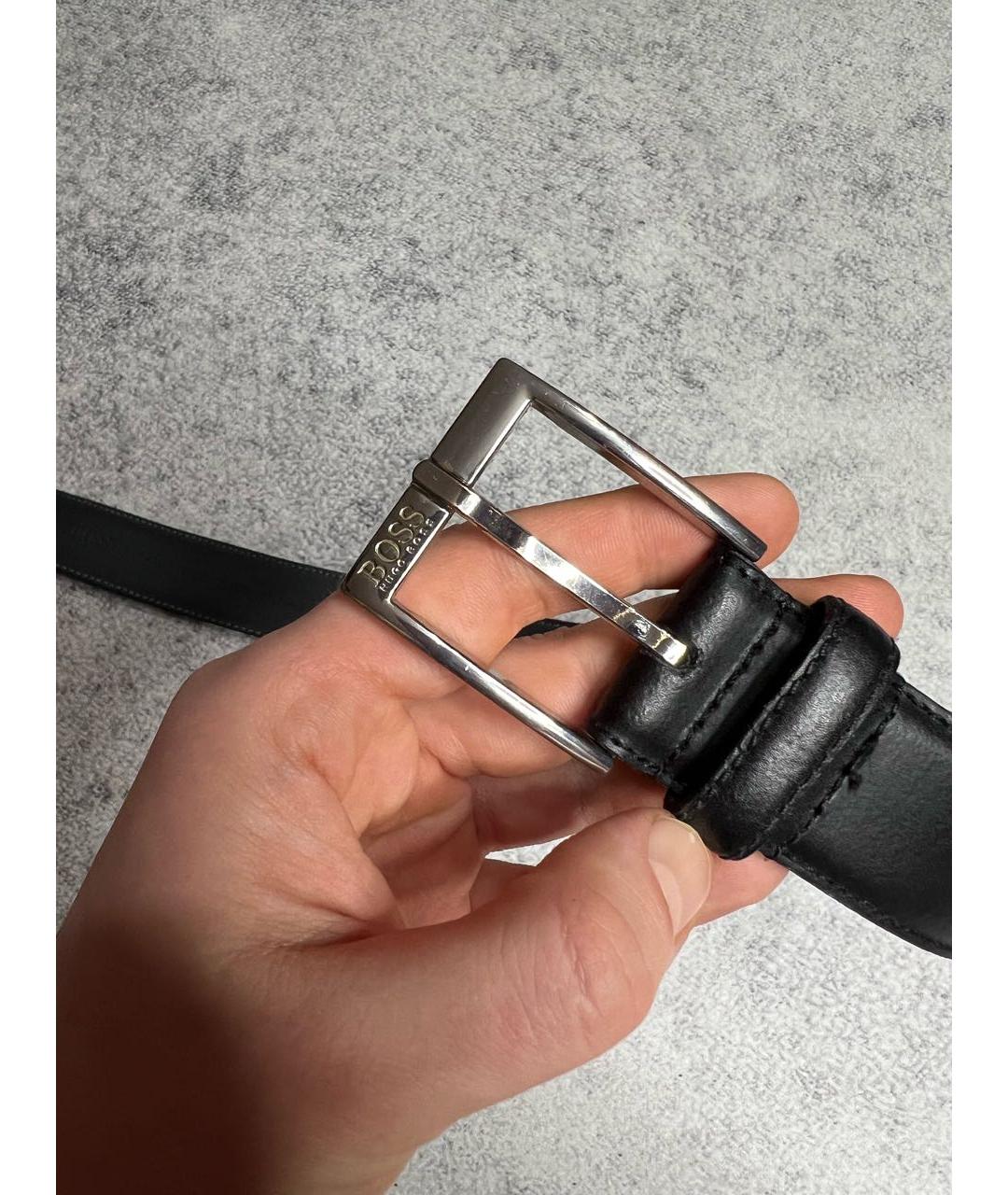 HUGO BOSS Черный кожаный ремень, фото 5