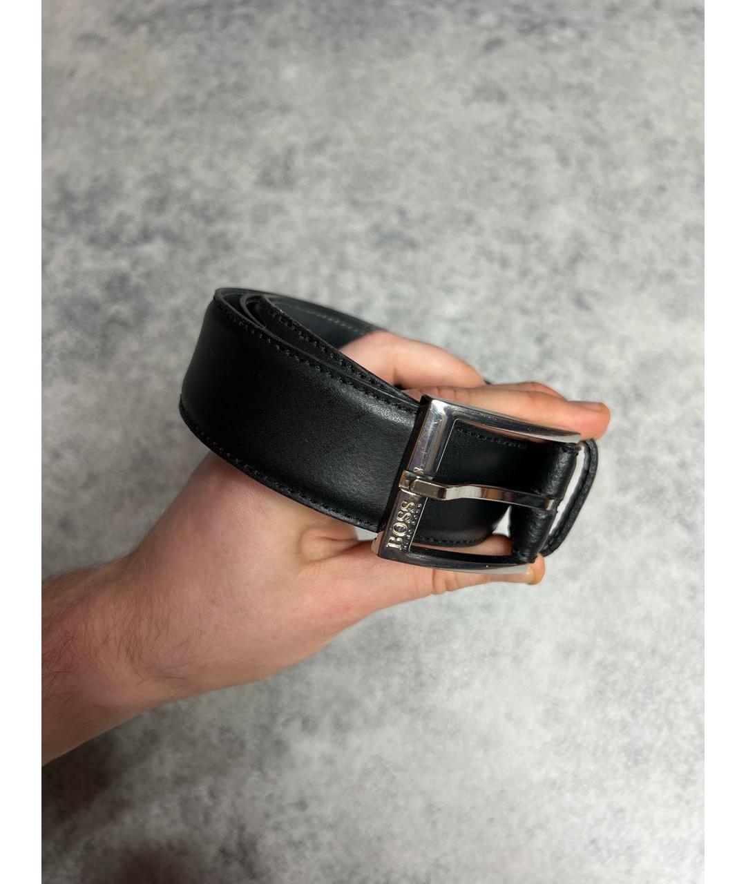 HUGO BOSS Черный кожаный ремень, фото 3