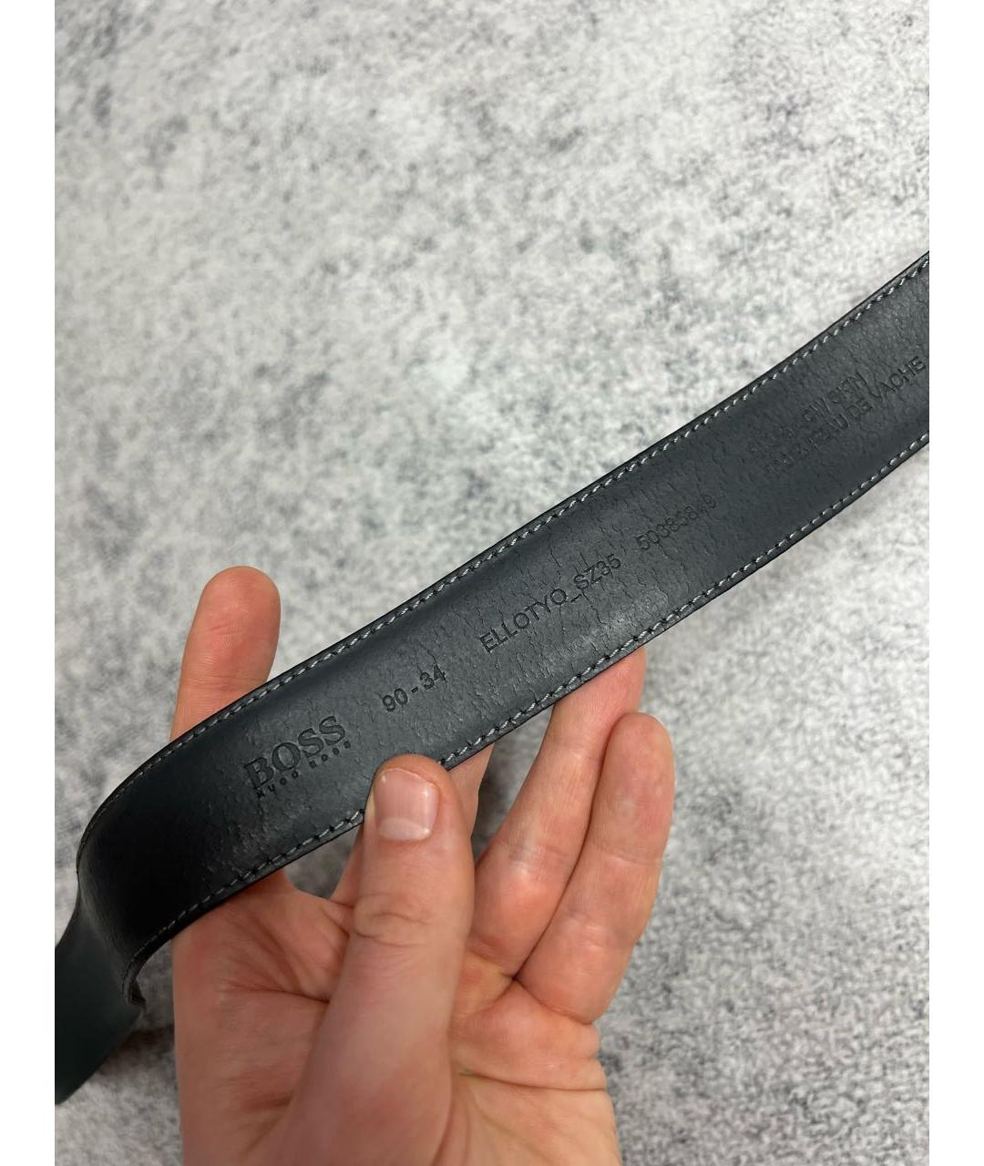 HUGO BOSS Черный кожаный ремень, фото 7
