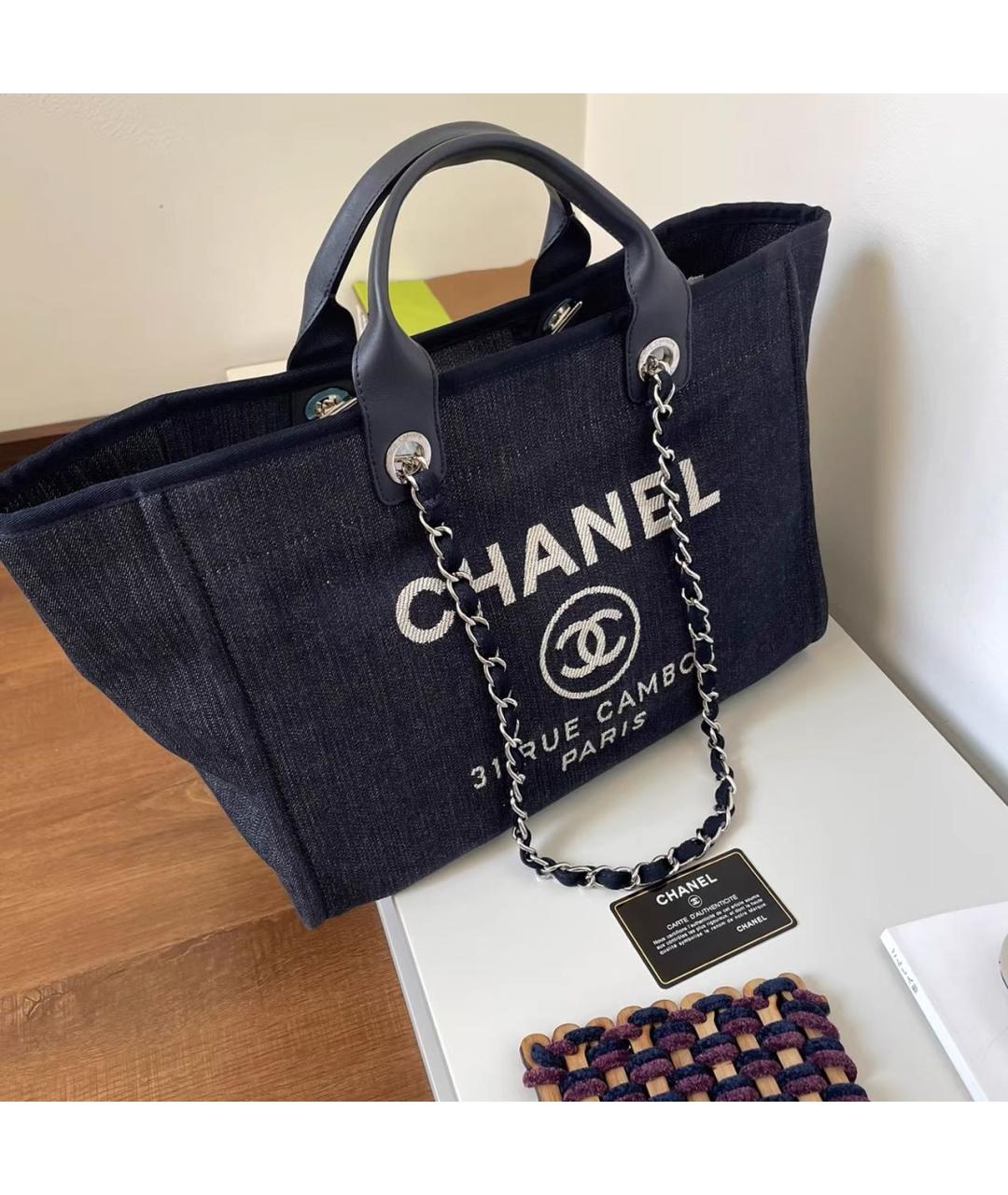 CHANEL Черная кожаная сумка тоут, фото 9