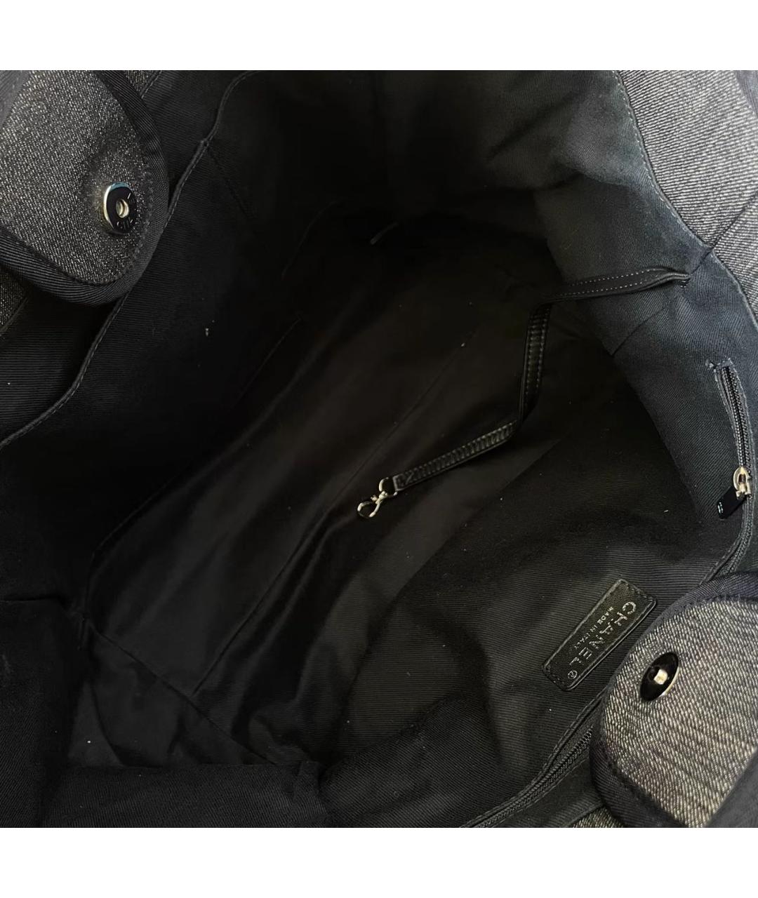 CHANEL Черная кожаная сумка тоут, фото 8