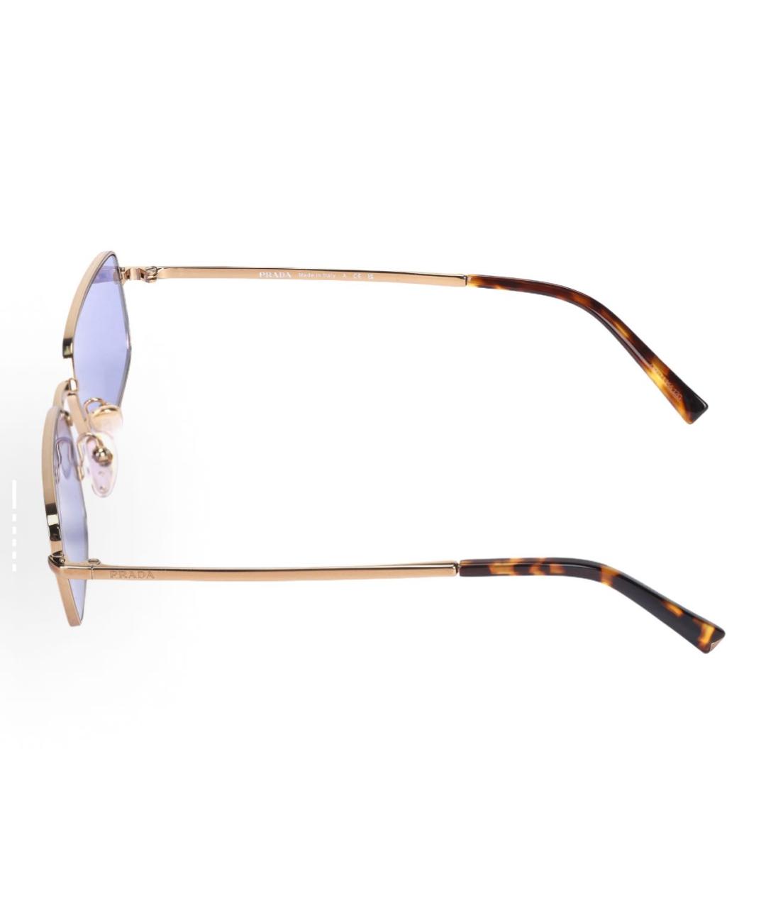 PRADA Золотые металлические солнцезащитные очки, фото 2