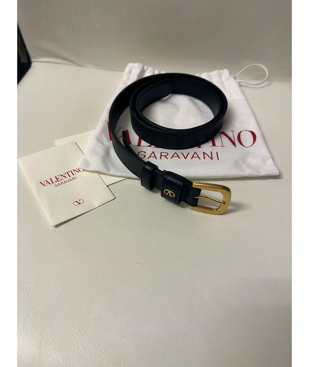 VALENTINO Черный кожаный ремень, фото 3