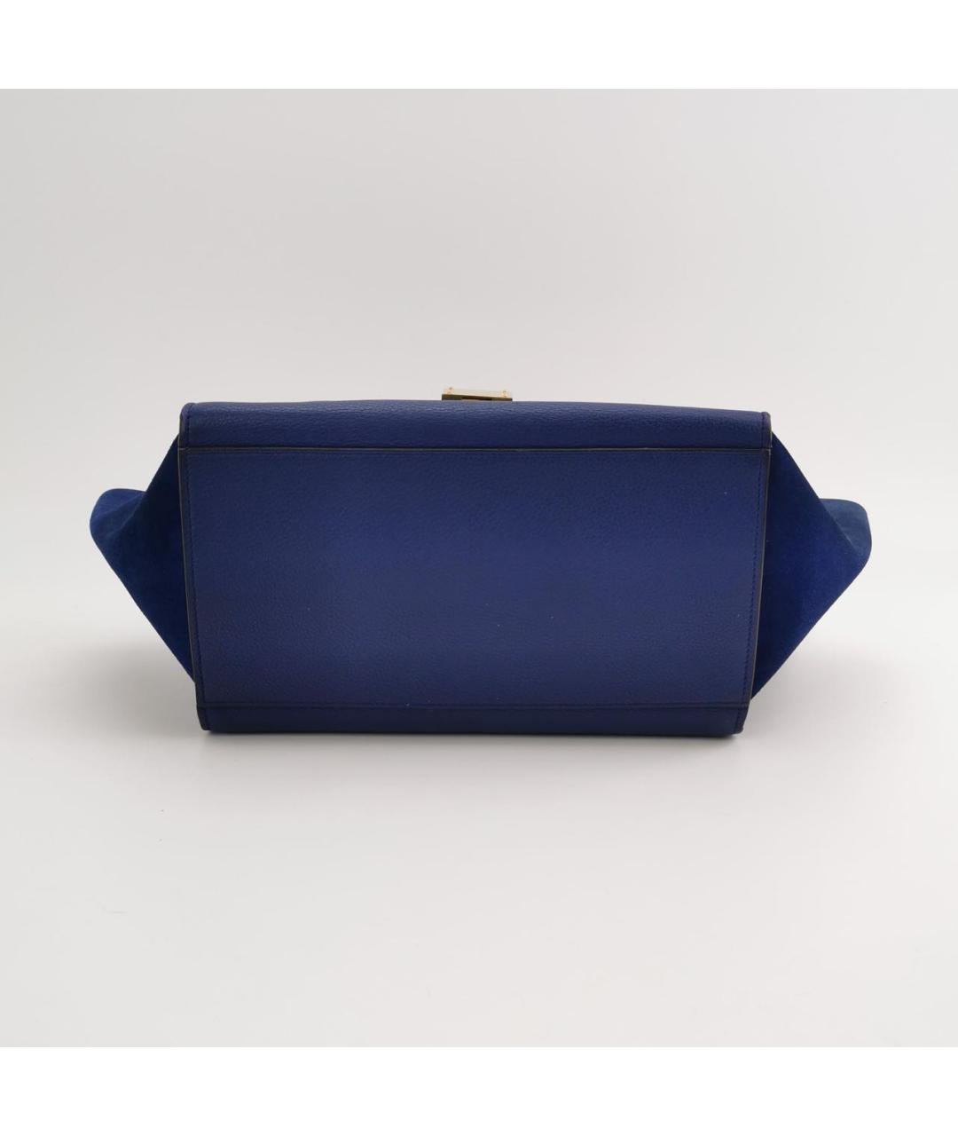 CELINE Синяя кожаная сумка с короткими ручками, фото 4