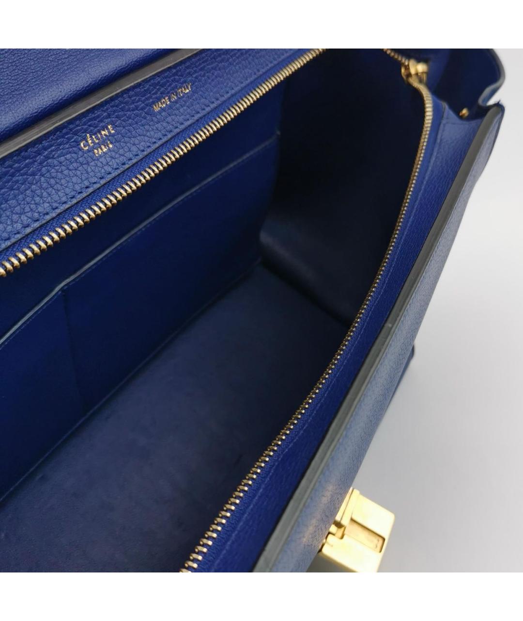 CELINE Синяя кожаная сумка с короткими ручками, фото 5