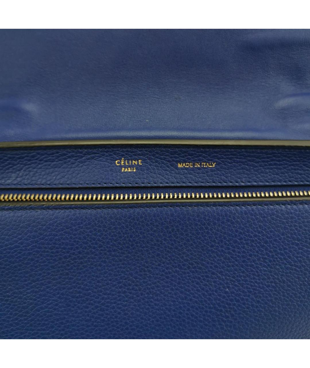 CELINE Синяя кожаная сумка с короткими ручками, фото 6