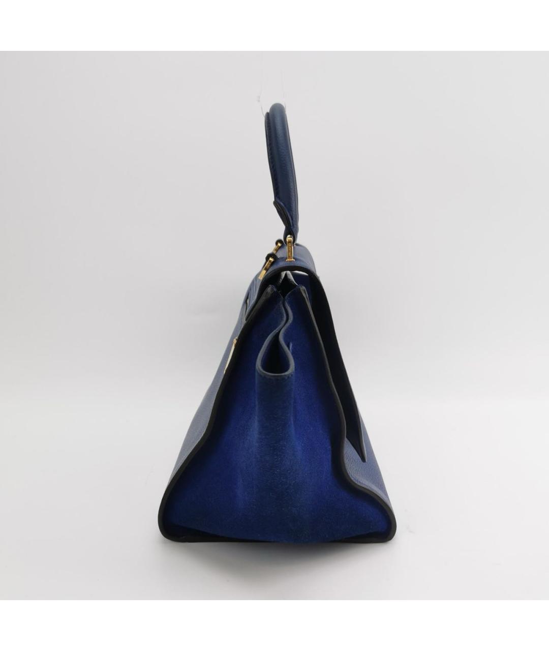 CELINE Синяя кожаная сумка с короткими ручками, фото 2