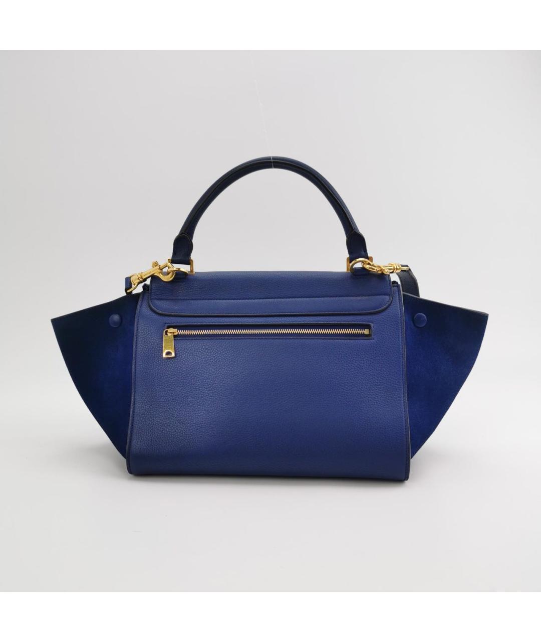 CELINE Синяя кожаная сумка с короткими ручками, фото 3