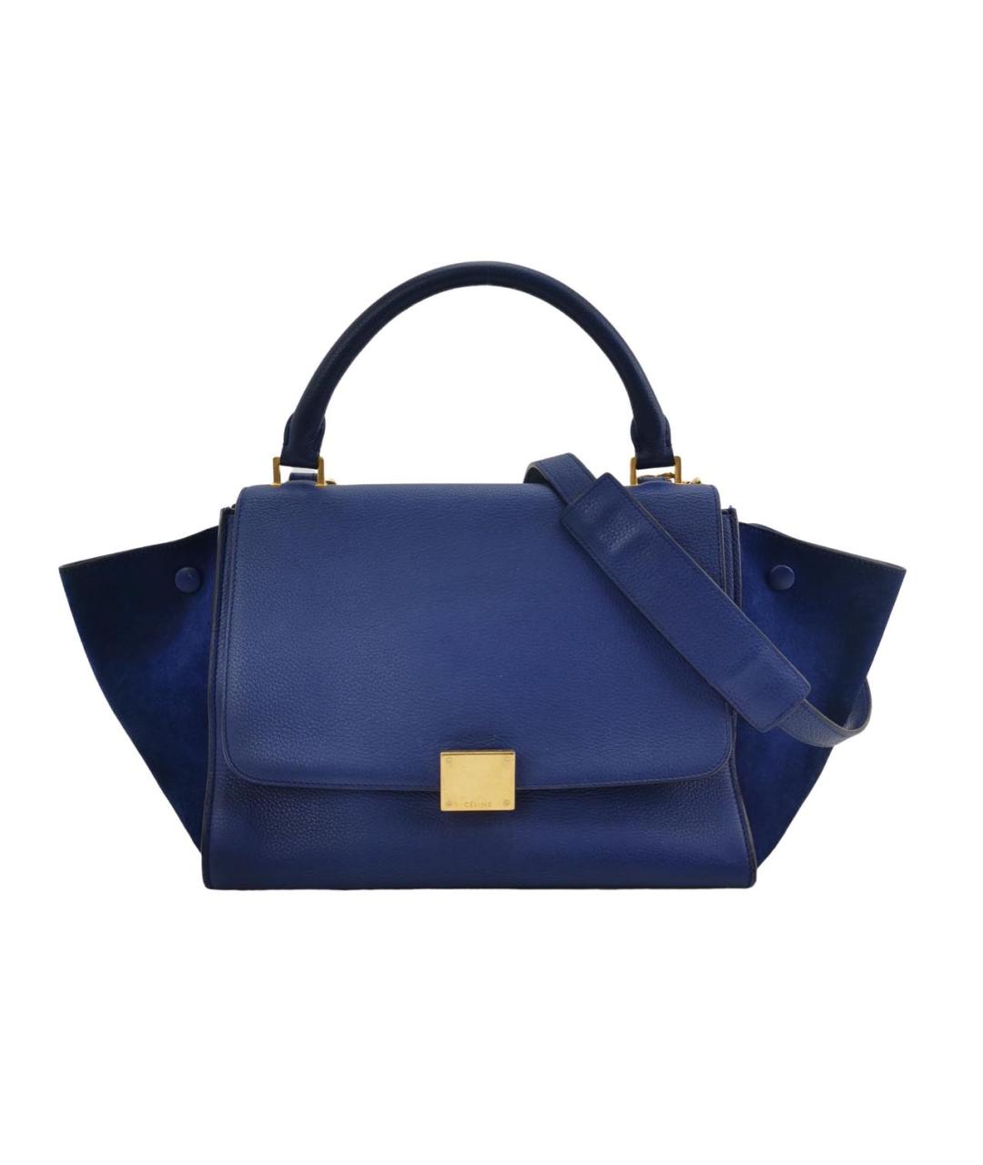 CELINE Синяя кожаная сумка с короткими ручками, фото 9