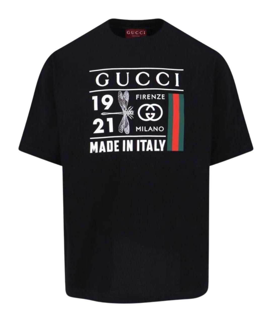 GUCCI Черная хлопковая футболка, фото 1