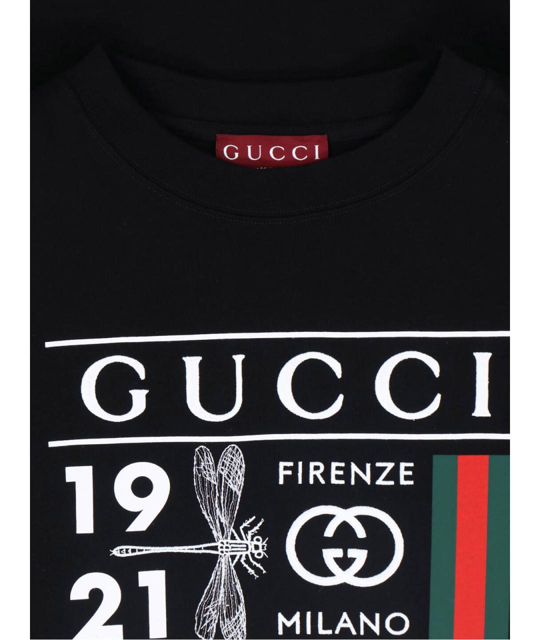 GUCCI Черная хлопковая футболка, фото 3