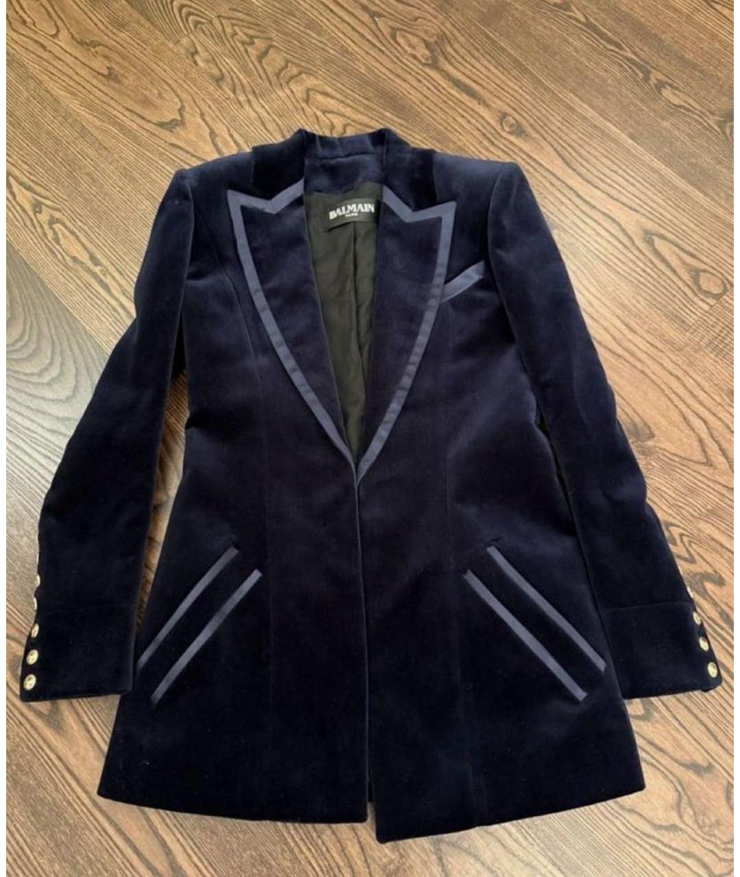 BALMAIN Темно-синий бархатный жакет/пиджак, фото 7