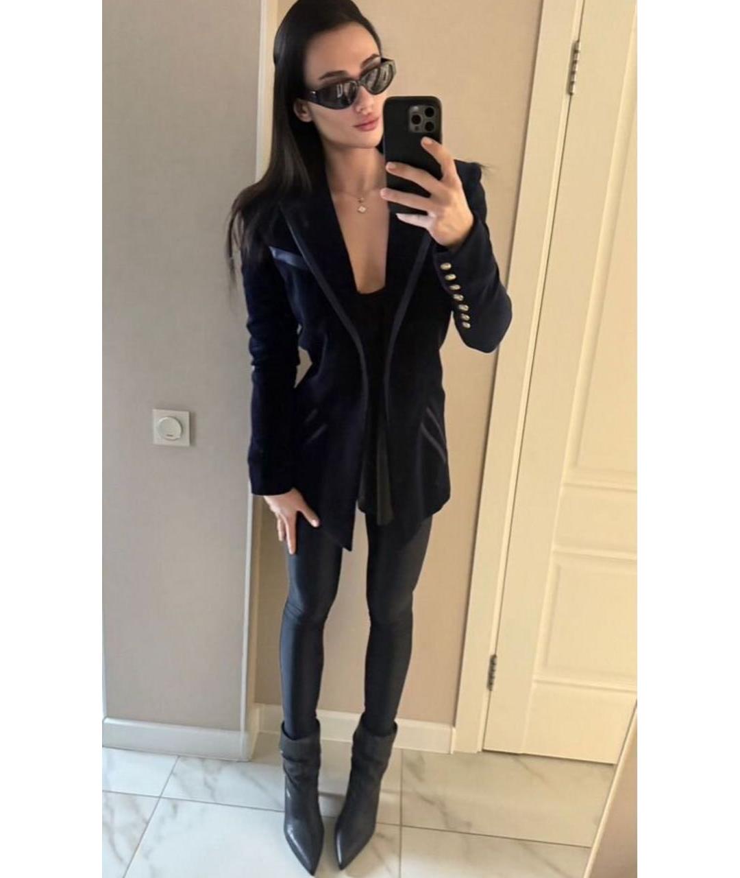 BALMAIN Темно-синий бархатный жакет/пиджак, фото 6