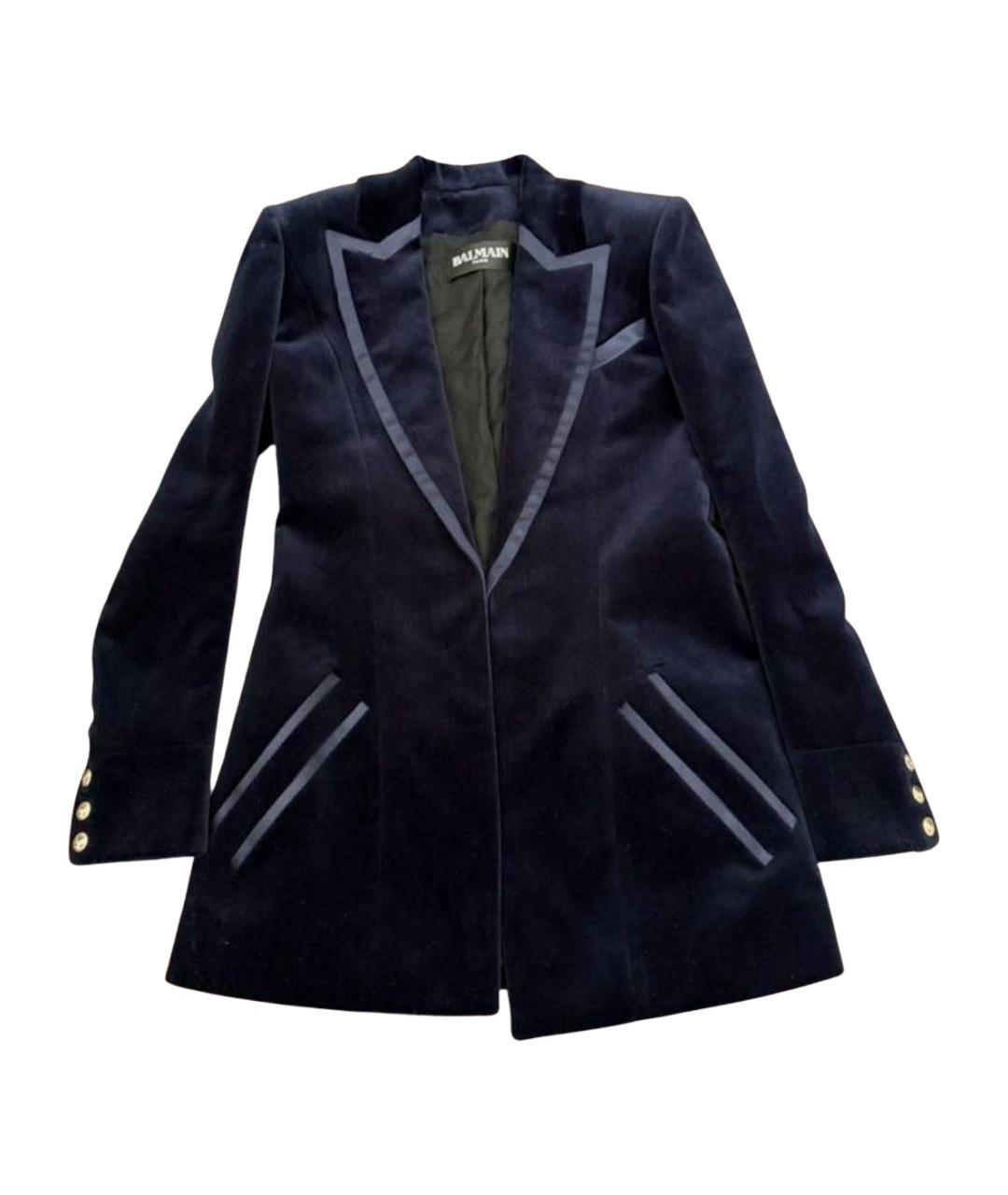 BALMAIN Темно-синий бархатный жакет/пиджак, фото 1