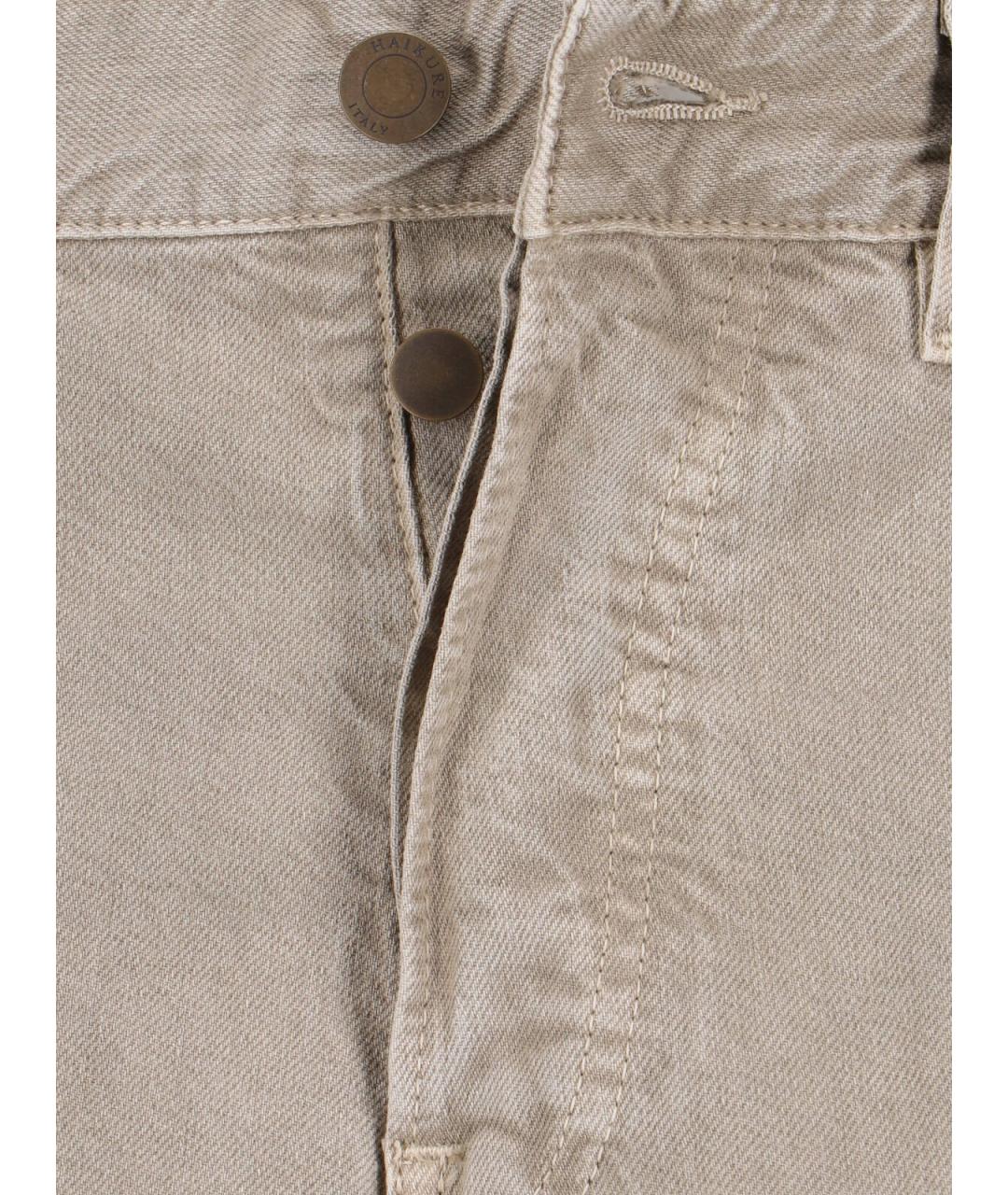 HAIKURE Бежевые хлопковые прямые джинсы, фото 5