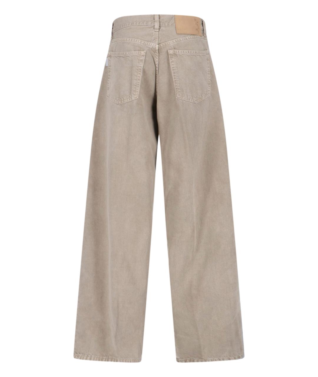 HAIKURE Бежевые хлопковые прямые джинсы, фото 2