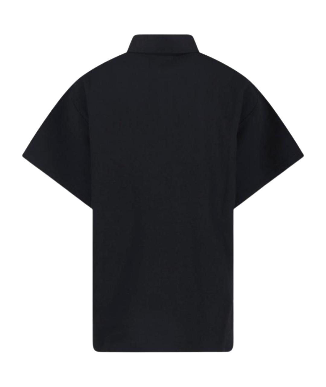 BALENCIAGA Черное хлопковое поло с коротким рукавом, фото 2