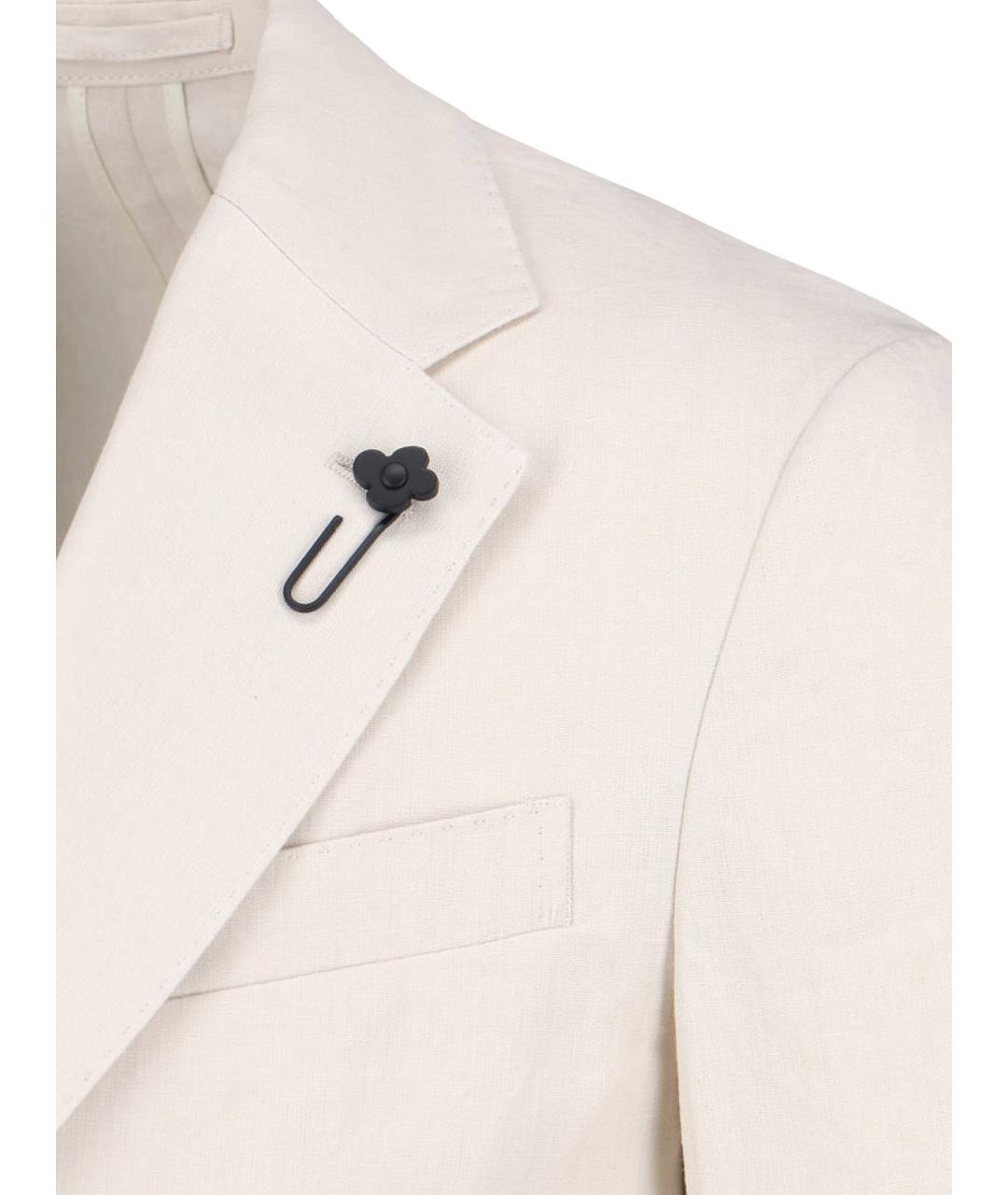 LARDINI Белый льняной пиджак, фото 5