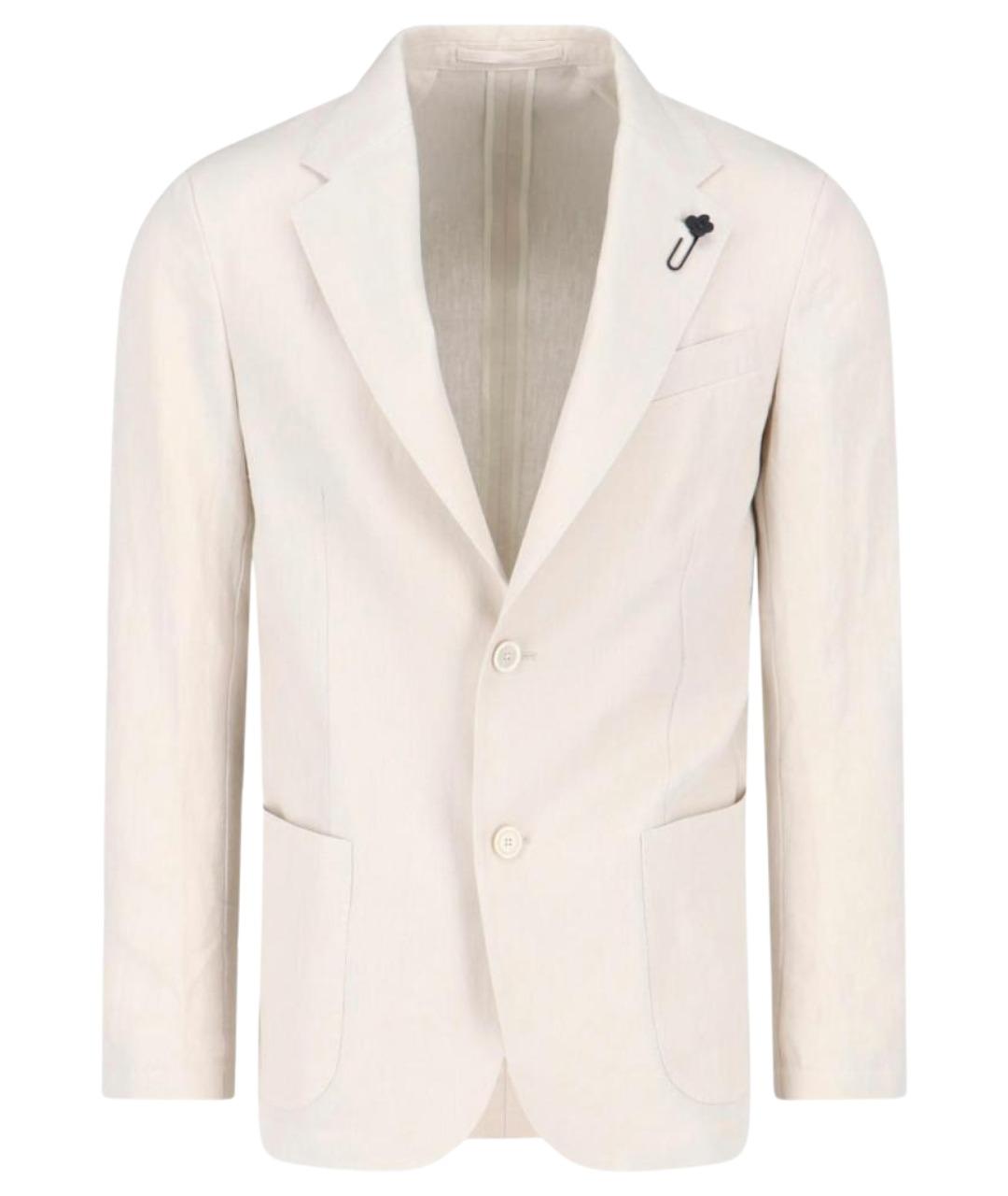 LARDINI Белый льняной пиджак, фото 1