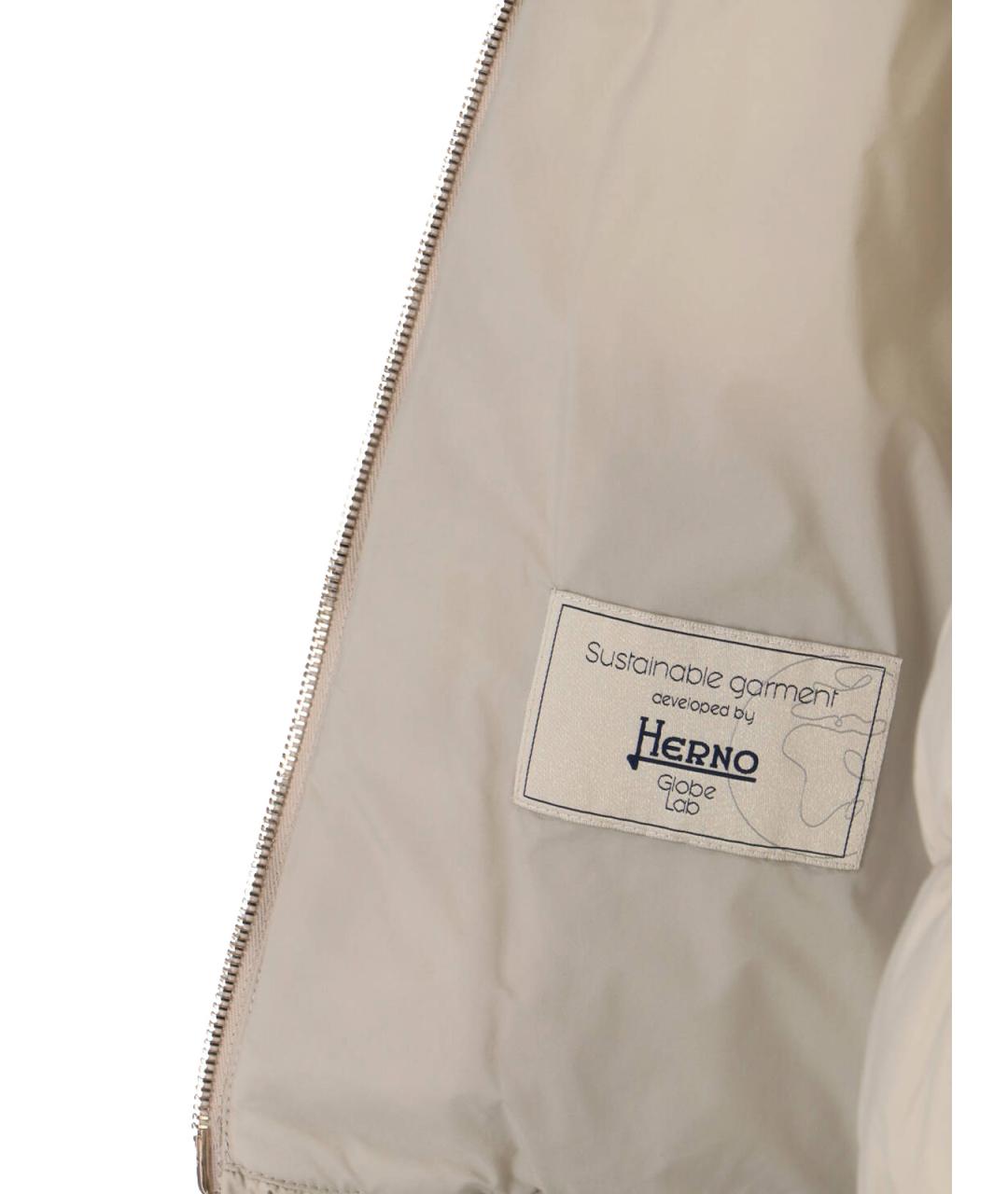 HERNO Бежевый полиамидовый пуховик, фото 5