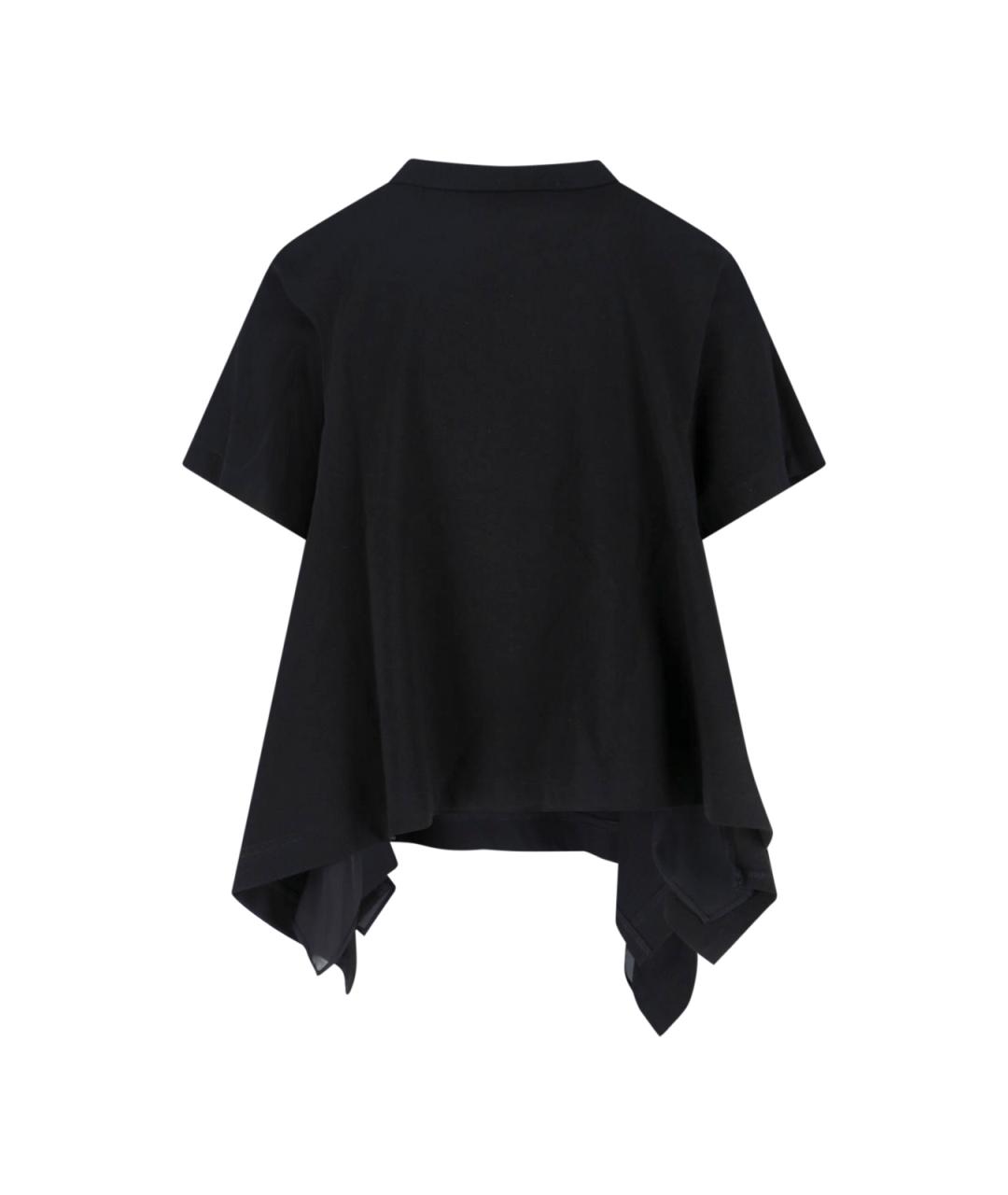 SACAI Черная хлопковая футболка, фото 2