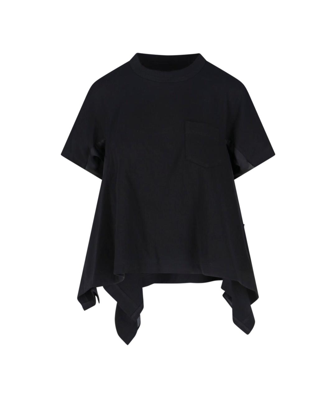 SACAI Черная хлопковая футболка, фото 1