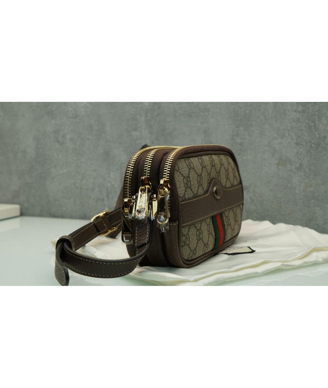 GUCCI Коричневая кожаная сумка через плечо, фото 3