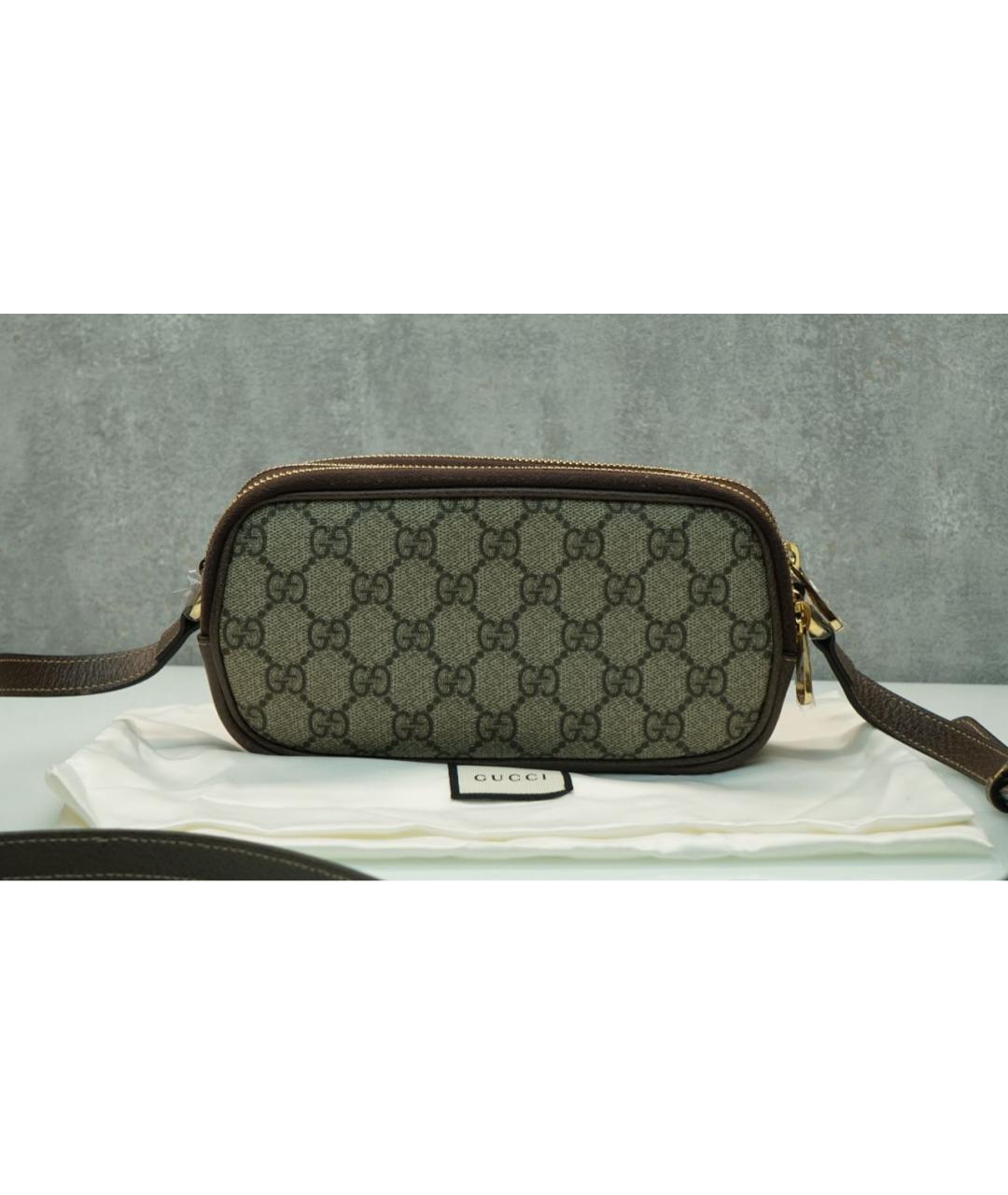 GUCCI Коричневая кожаная сумка через плечо, фото 4